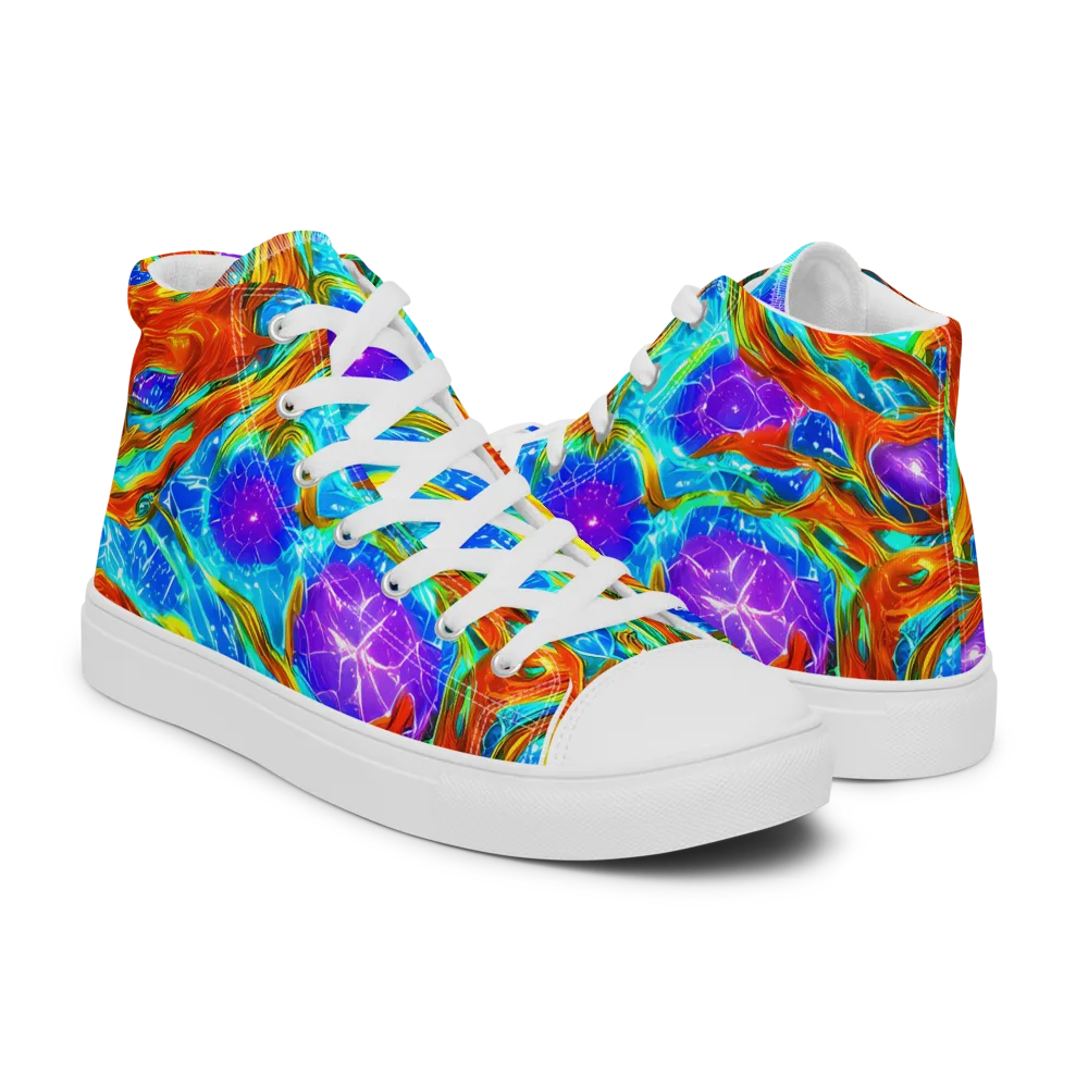 Prismatic Inferno on Men's High Top Canvas Shoes — Right