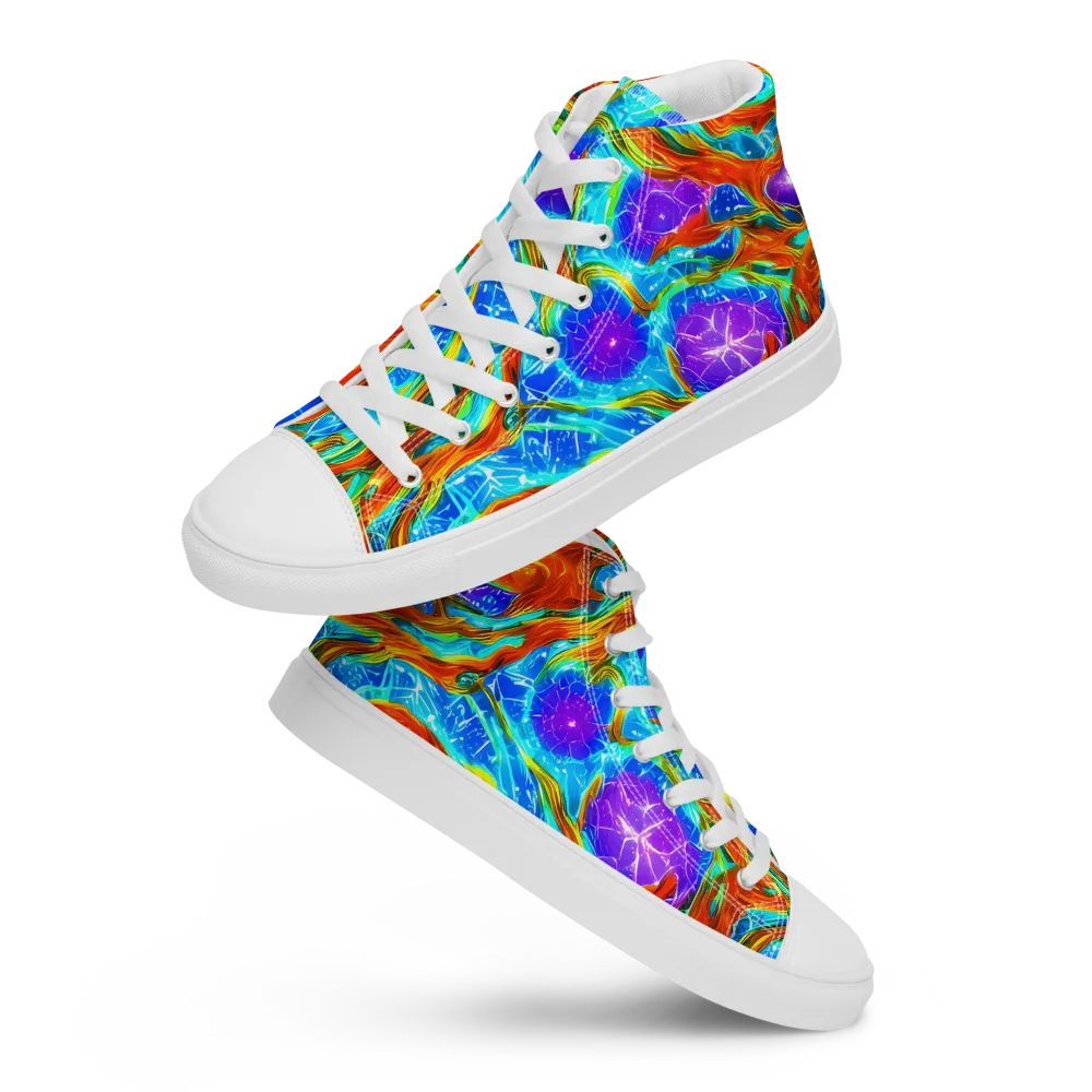 Prismatic Inferno on Men's High Top Canvas Shoes — Front