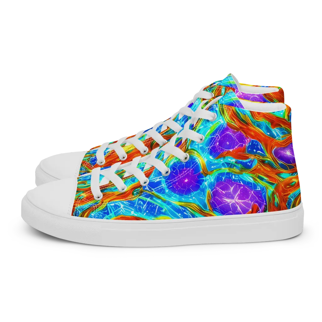Prismatic Inferno on Women's High Top Canvas Shoes — Left