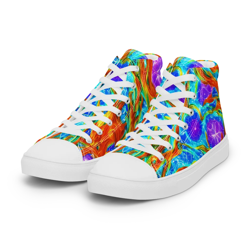 Prismatic Inferno on Women's High Top Canvas Shoes — Left Front