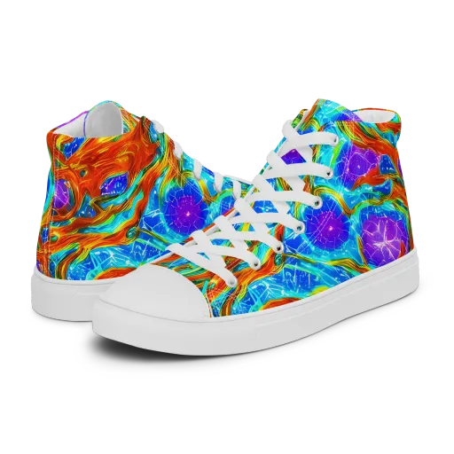 Prismatic Inferno on a Women's High Top Canvas Shoes