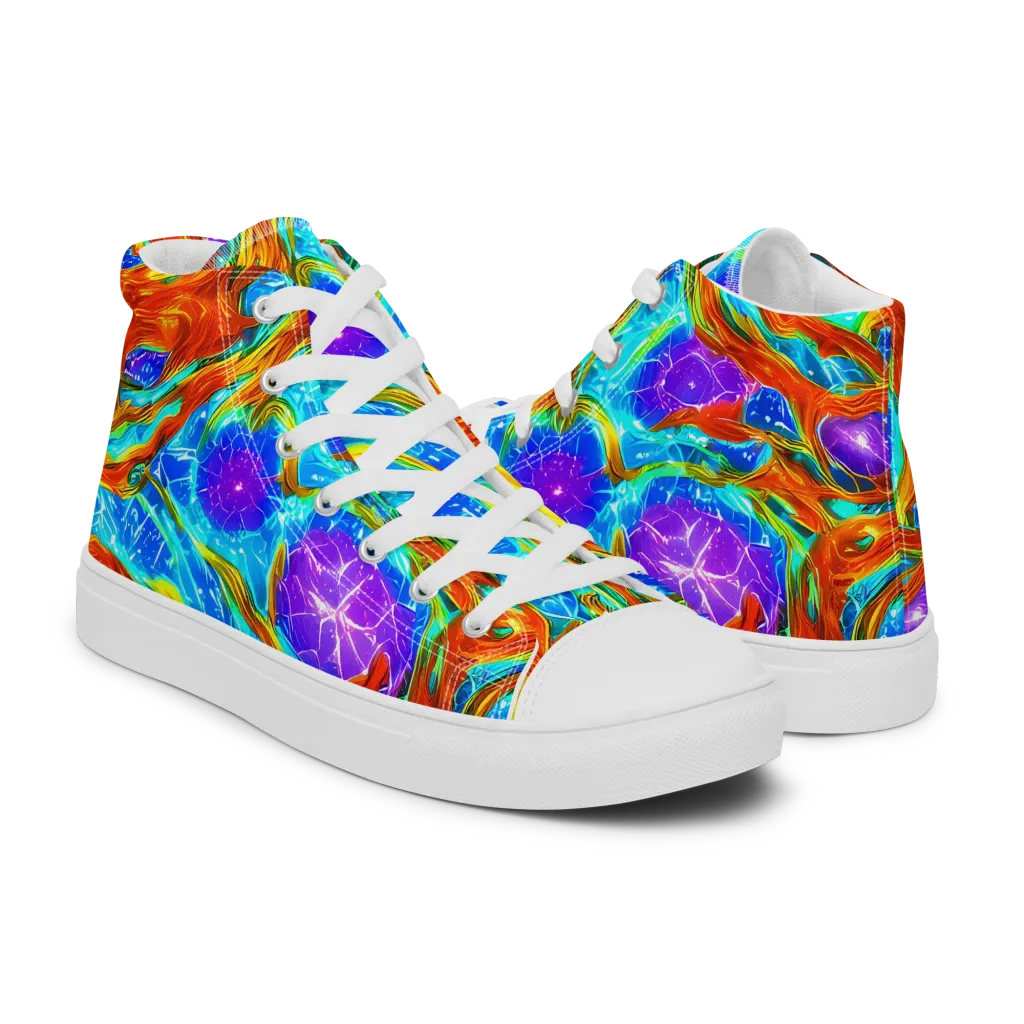 Prismatic Inferno on Women's High Top Canvas Shoes — Right