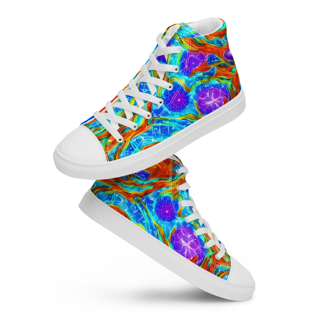 Prismatic Inferno on Women's High Top Canvas Shoes — Front