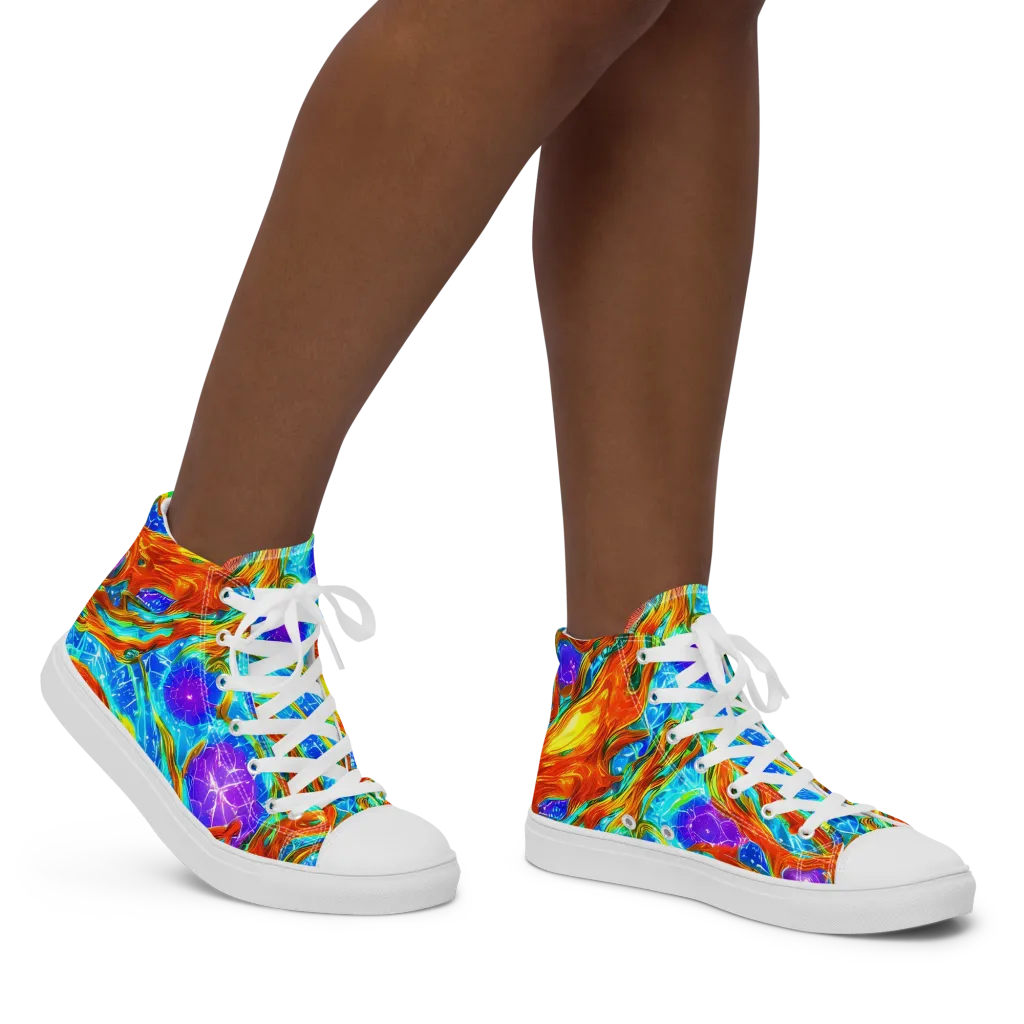 Prismatic Inferno on Women's High Top Canvas Shoes — Right