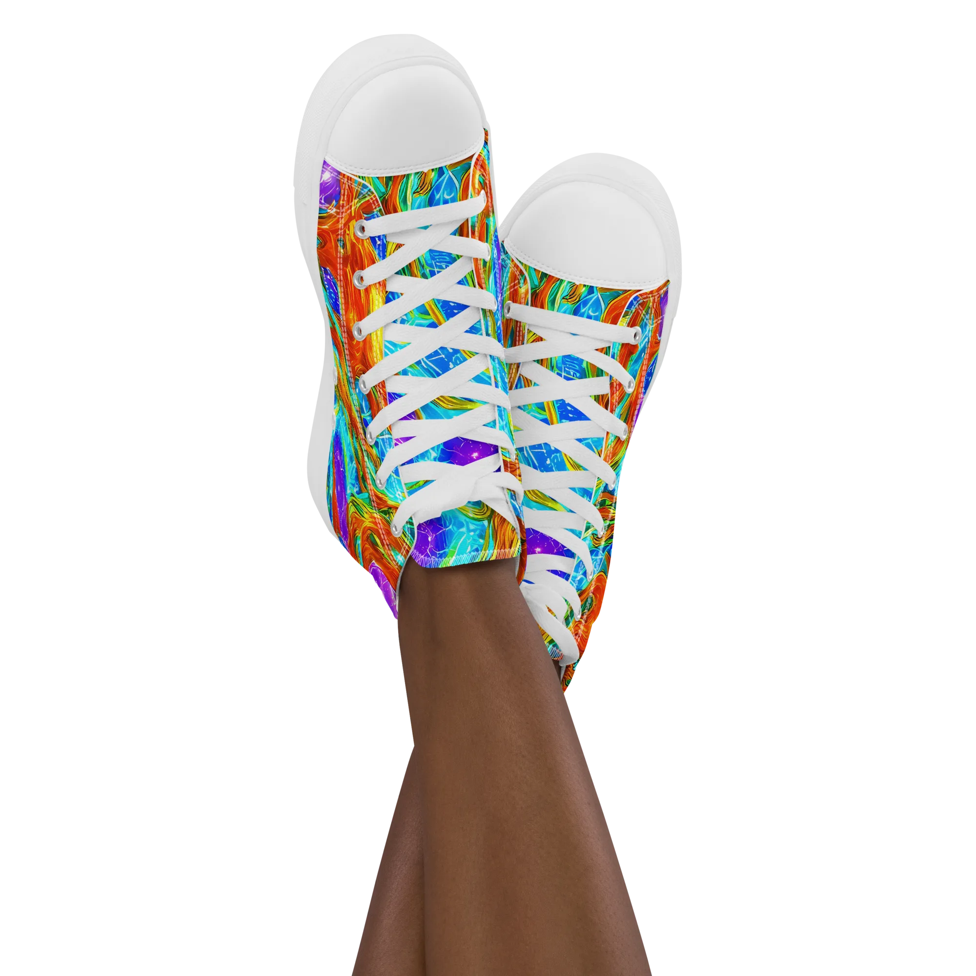 Prismatic Inferno on Women's High Top Canvas Shoes — Front
