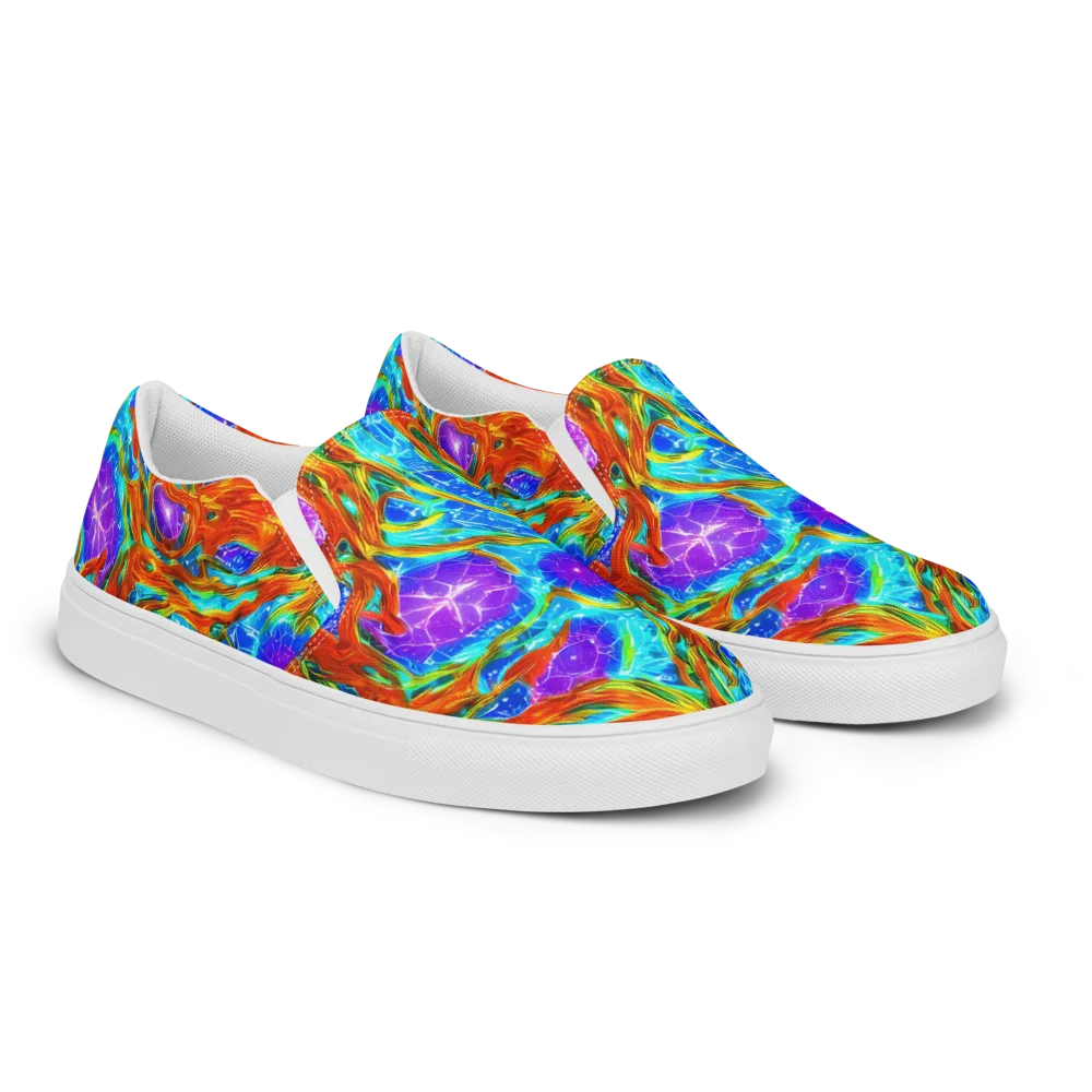 Prismatic Inferno on Men's Slip-On Canvas Shoes — Right Front