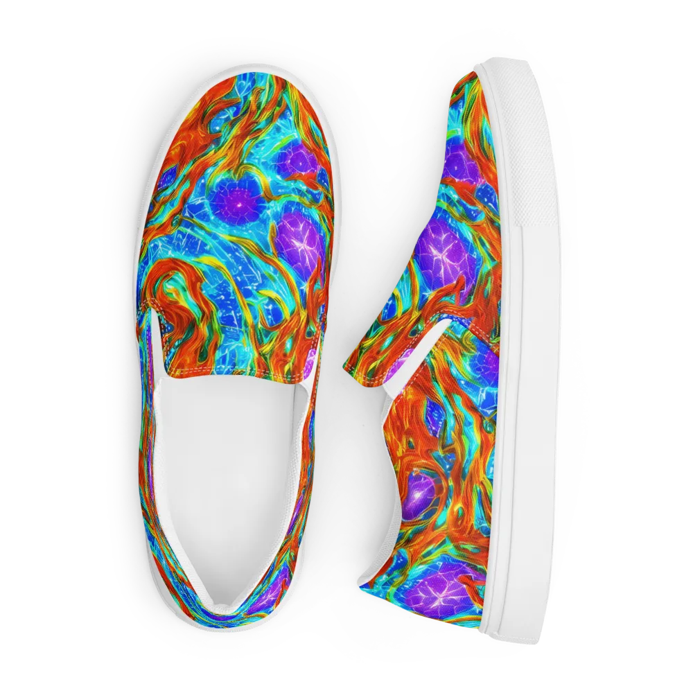 Prismatic Inferno on Men's Slip-On Canvas Shoes — Front