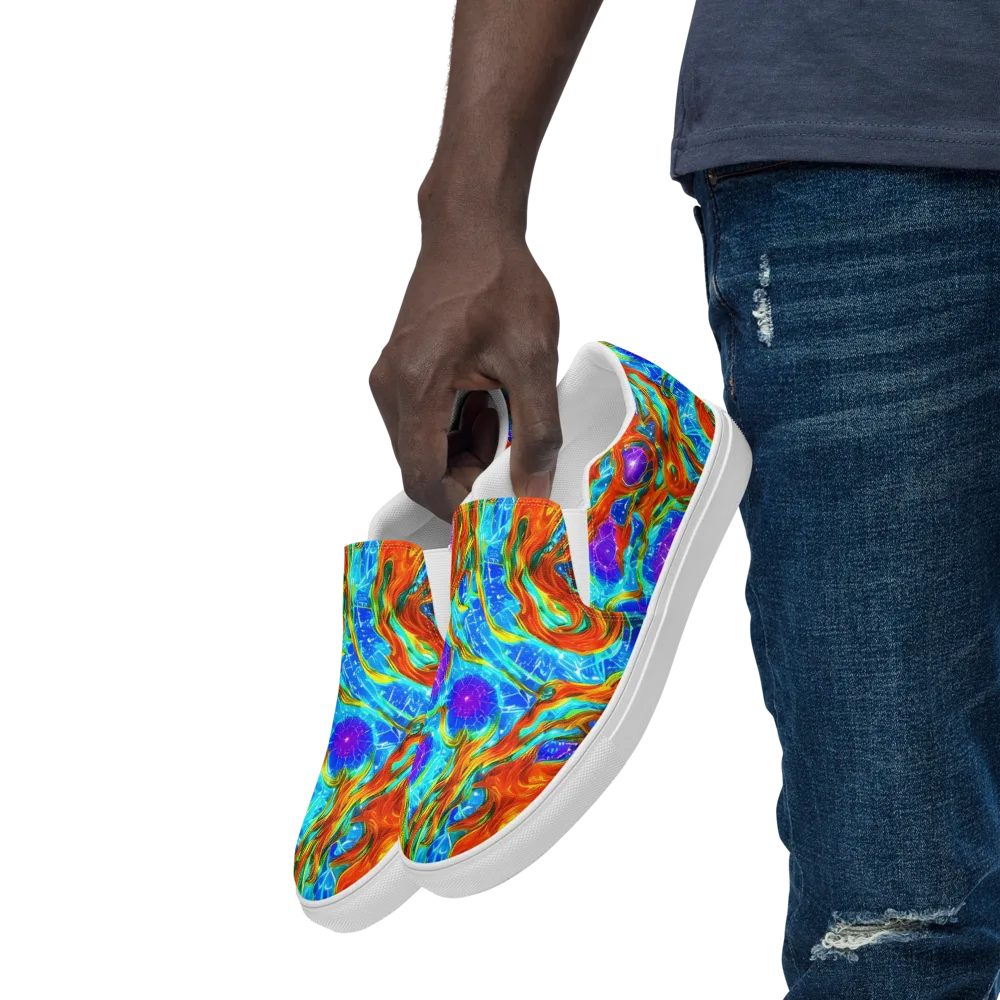 Prismatic Inferno on Men's Slip-On Canvas Shoes — Left Front