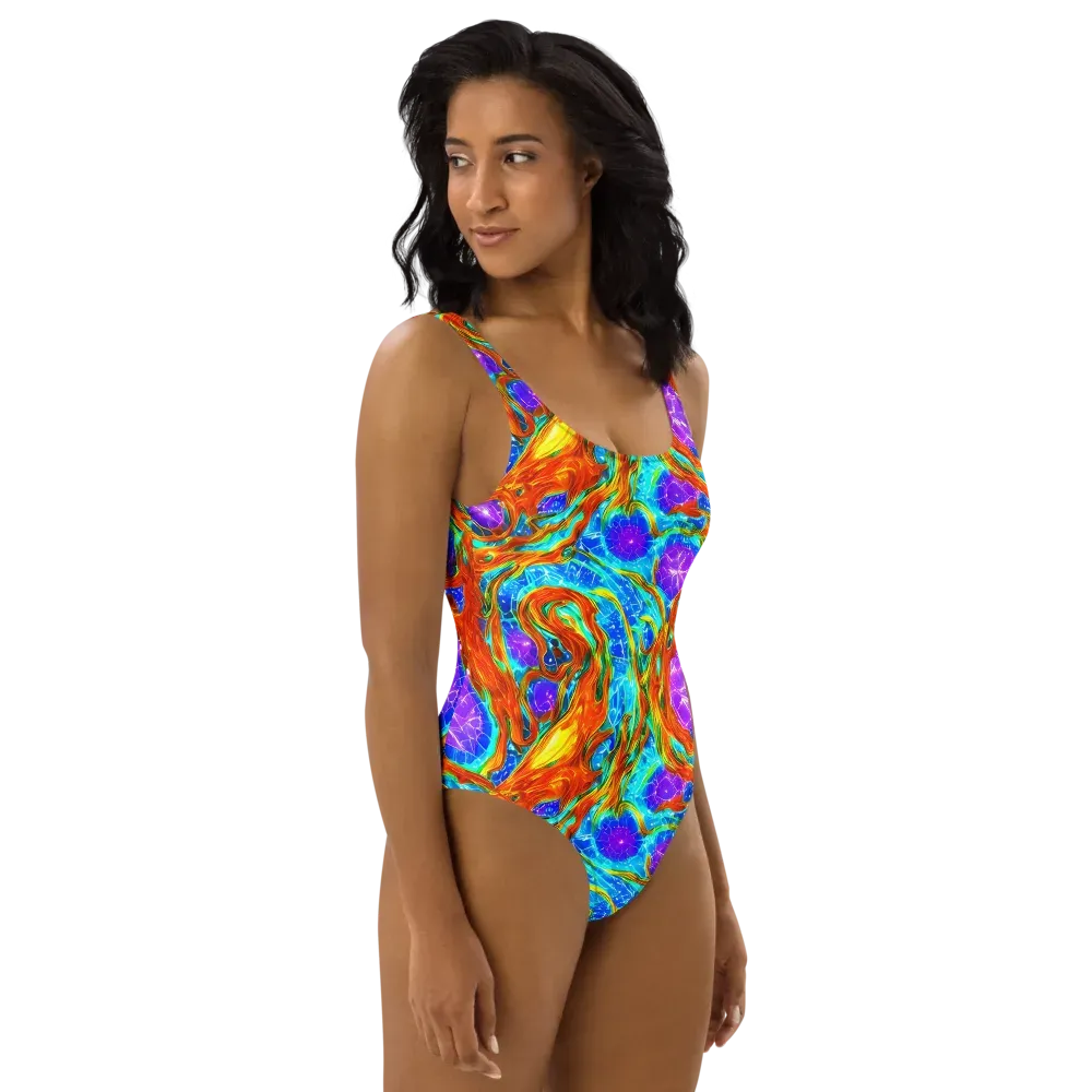 Prismatic Inferno on One-Piece Swimsuit — Right