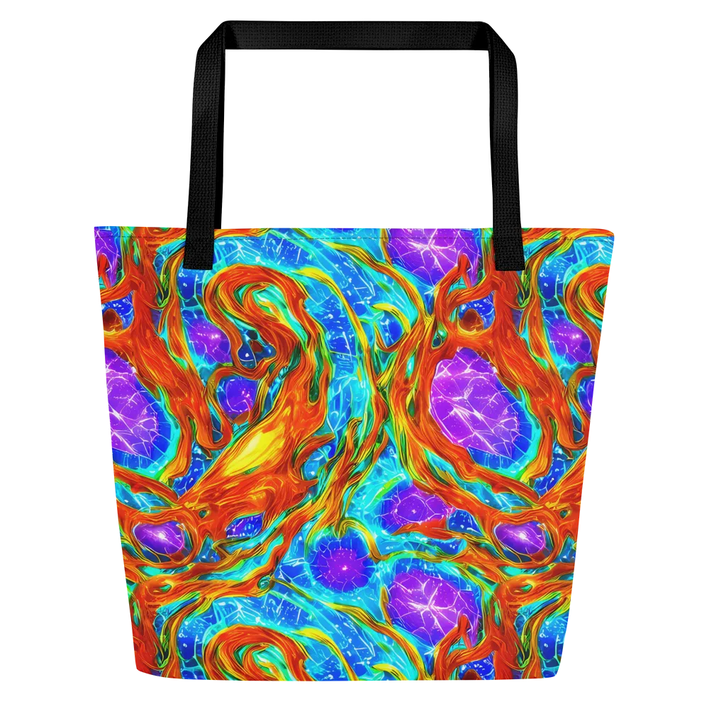 Prismatic Inferno on Large Tote Bag W/ Pocket — Front
