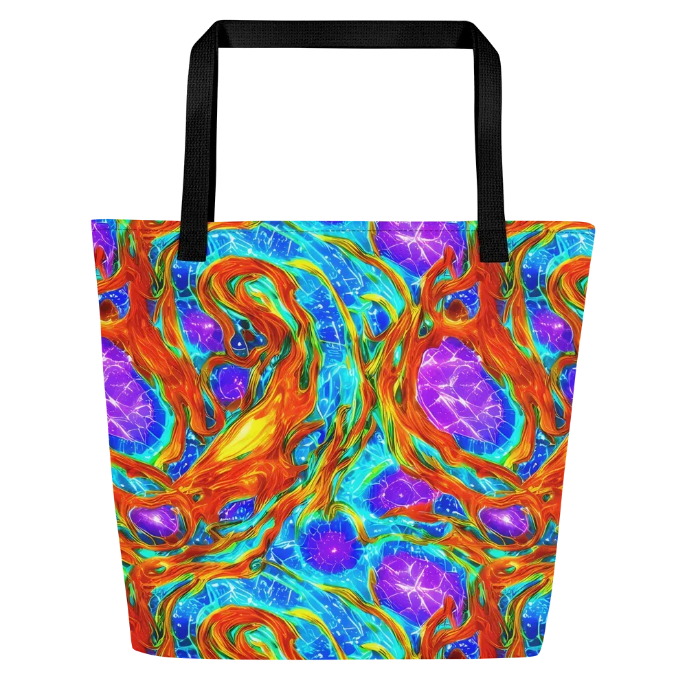 Prismatic Inferno on Large Tote Bag W/ Pocket — Front