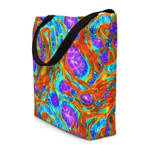 Prismatic Inferno on a Large Tote Bag W/ Pocket