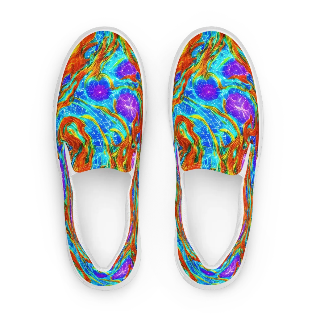Prismatic Inferno on Women's Slip-On Canvas Shoes — Front