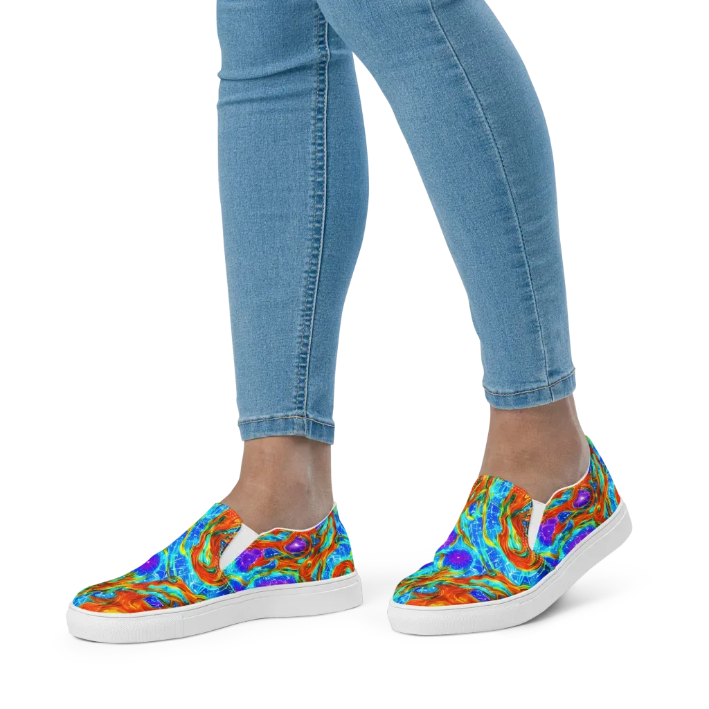Prismatic Inferno on Women's Slip-On Canvas Shoes — Front