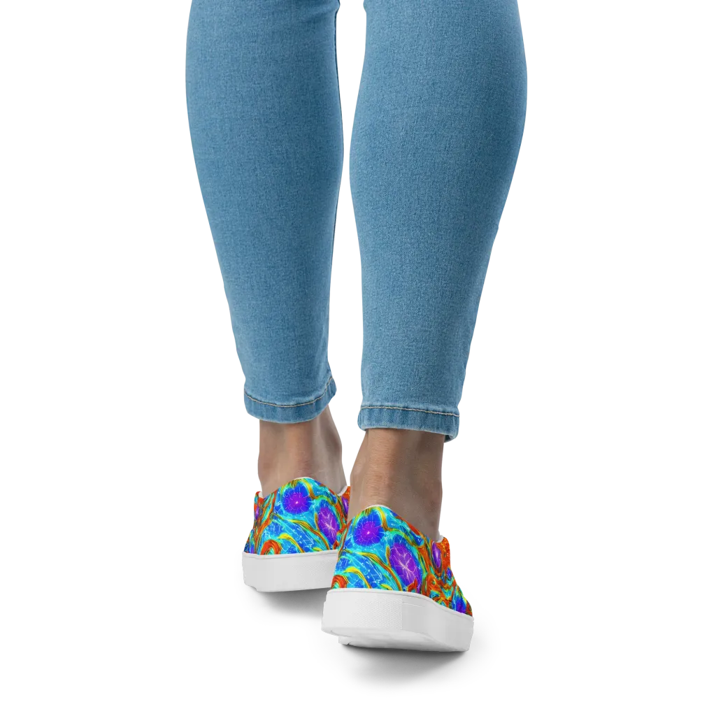Prismatic Inferno on Women's Slip-On Canvas Shoes — Back