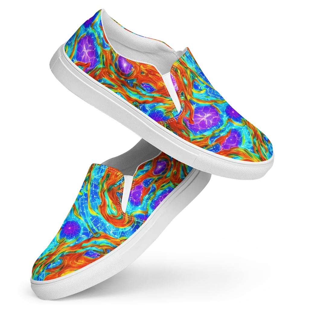 Prismatic Inferno on Women's Slip-On Canvas Shoes — Front
