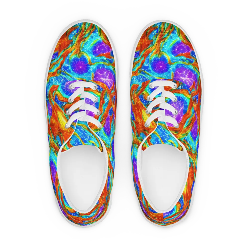 Prismatic Inferno on Men's Lace-Up Canvas Shoes — Front