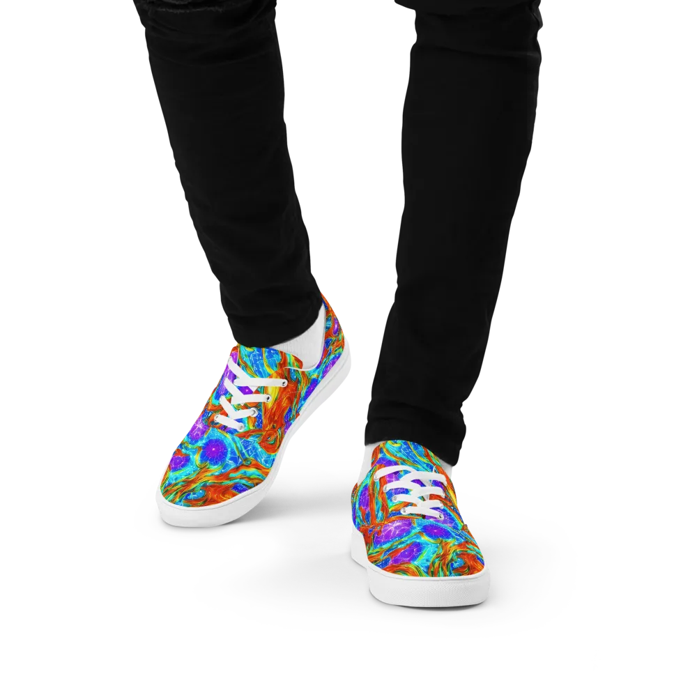 Prismatic Inferno on Men's Lace-Up Canvas Shoes — Front