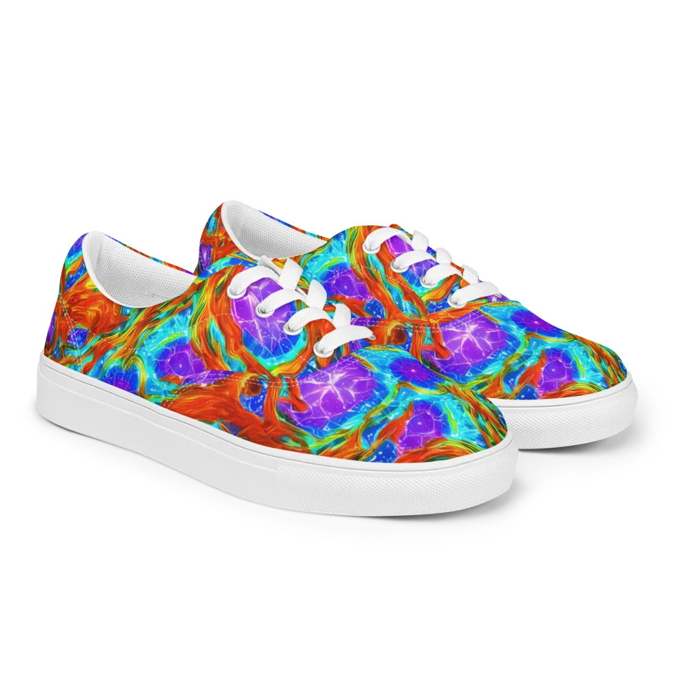 Prismatic Inferno on Men's Lace-Up Canvas Shoes — Right Front
