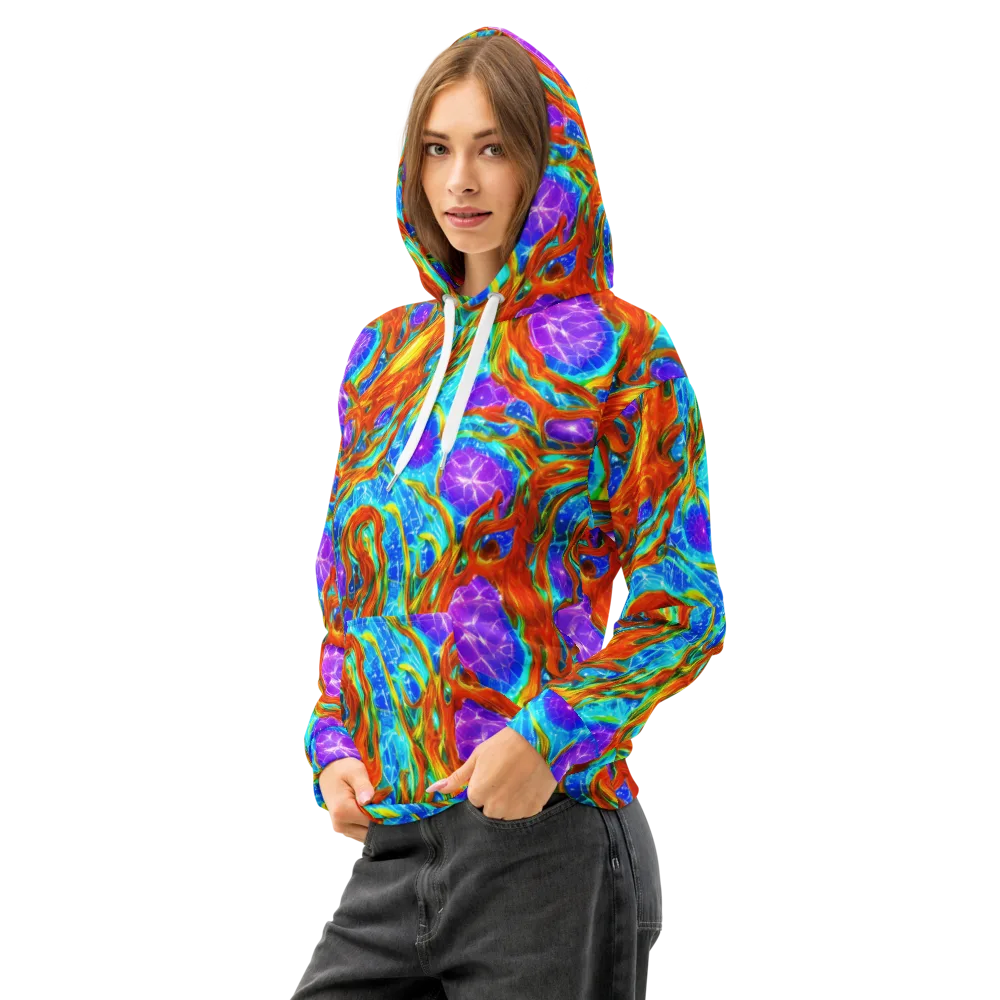 Prismatic Inferno on Cotton Hoodie — Left Front