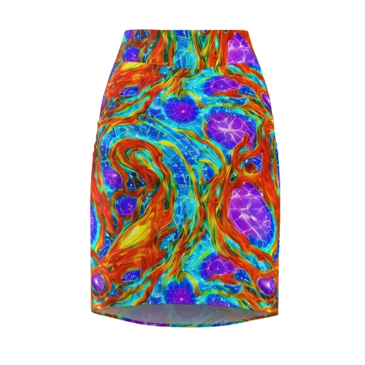 Prismatic Inferno on a Pencil Skirt