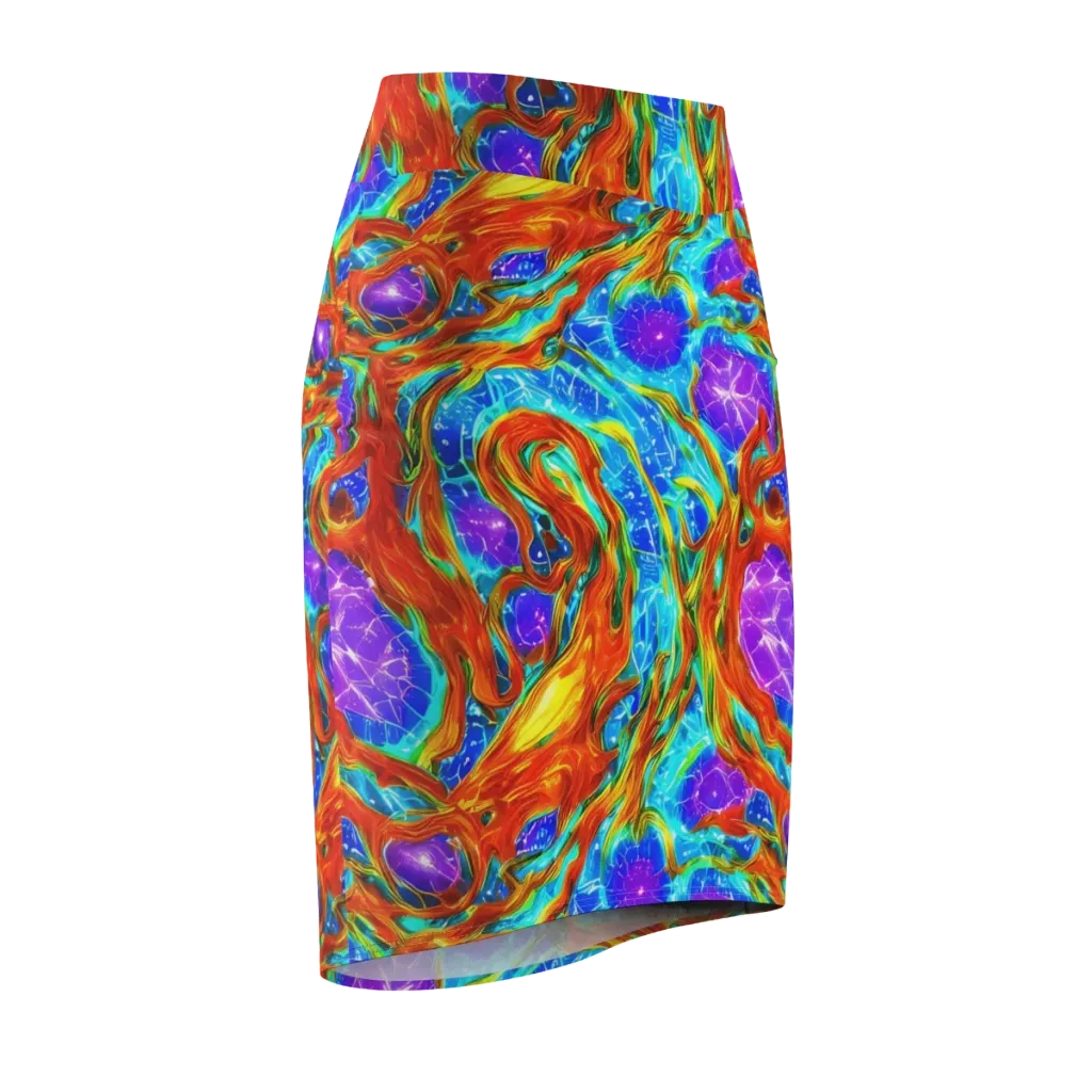 Prismatic Inferno on Pencil Skirt — Front Side
