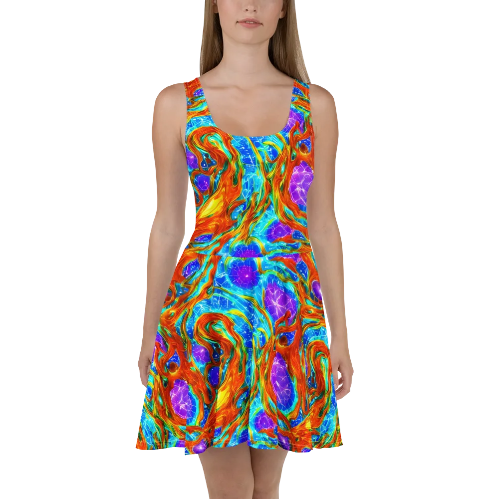Prismatic Inferno on Skater Dress — Front