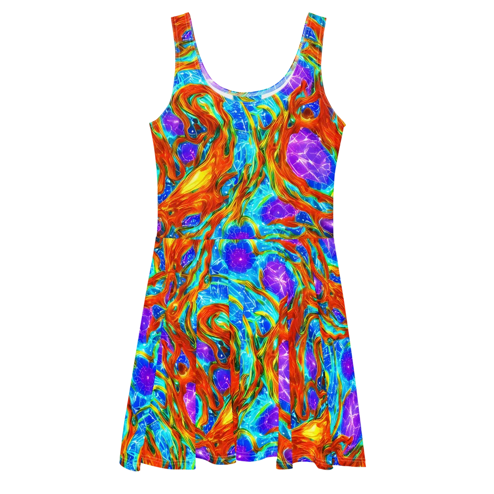 Prismatic Inferno on Skater Dress — Front