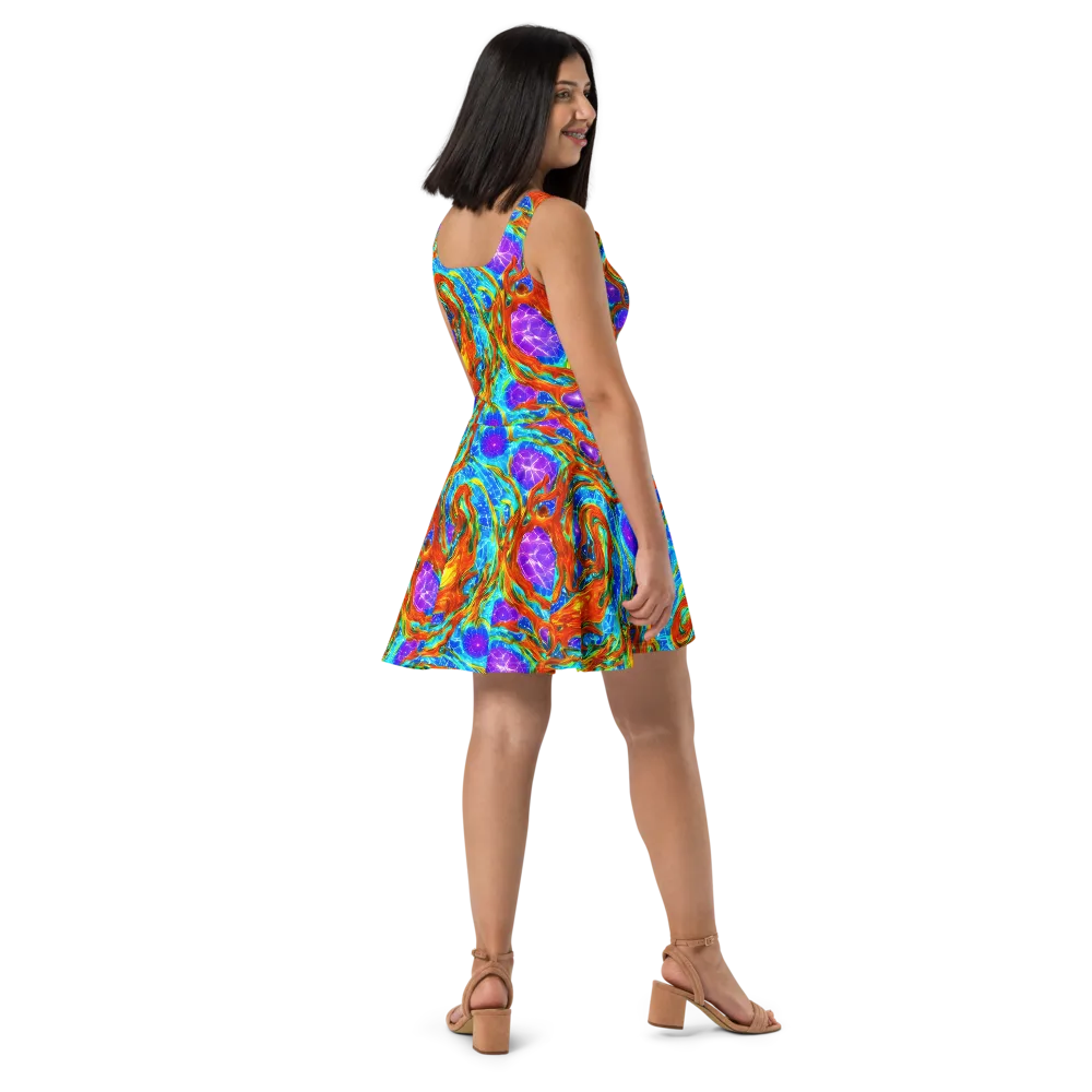 Prismatic Inferno on Skater Dress — Right