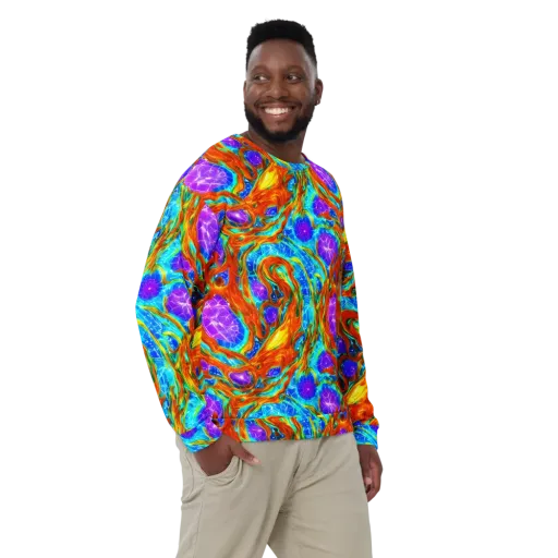 Prismatic Inferno on a Sweatshirt