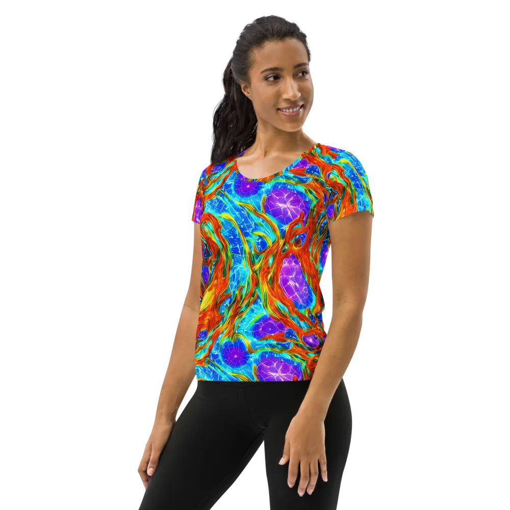 Prismatic Inferno on Women's Athletic T-Shirt — Left