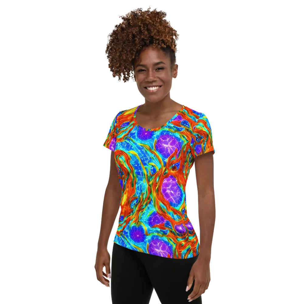 Prismatic Inferno on Women's Athletic T-Shirt — Left