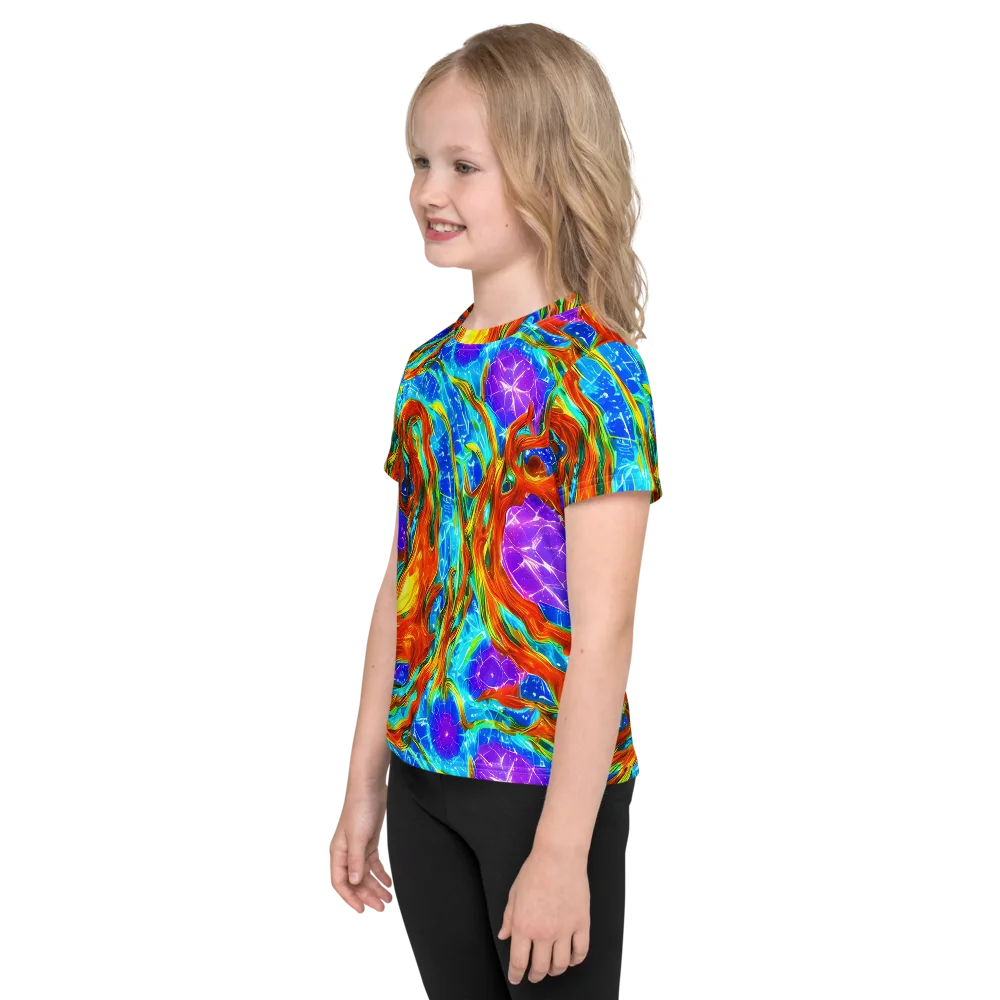 Prismatic Inferno on Kids Crew Neck T-Shirt — Left
