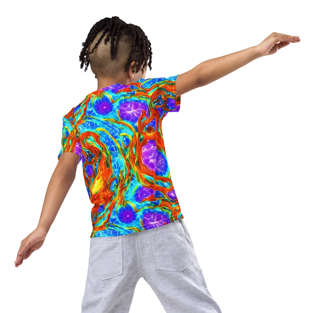 Prismatic Inferno on Kids Crew Neck T-Shirt — Back