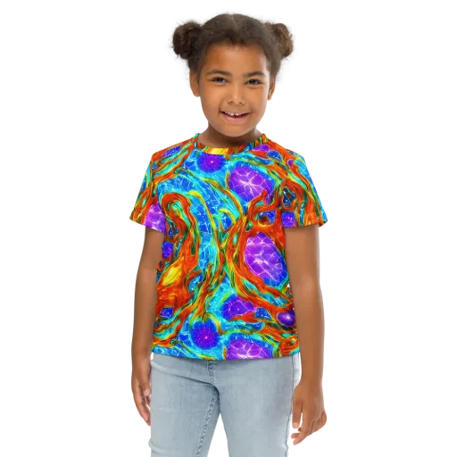 Prismatic Inferno on a Kids Crew Neck T-Shirt