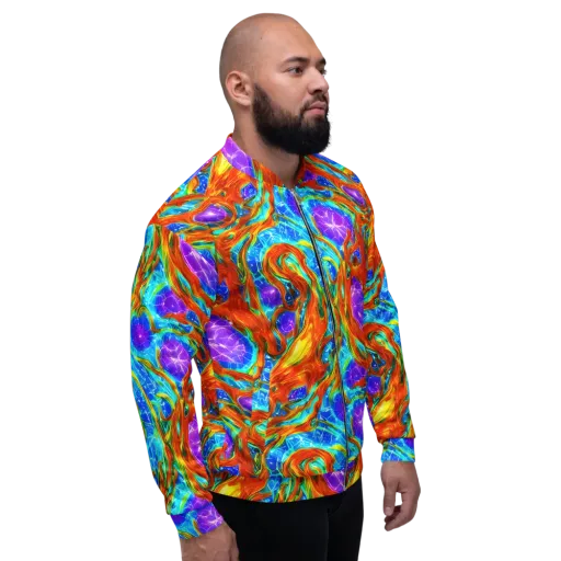 Prismatic Inferno on a Bomber Jacket