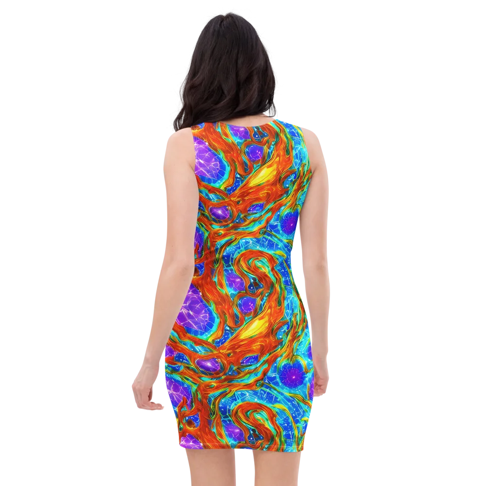 Prismatic Inferno on Bodycon Dress — Back