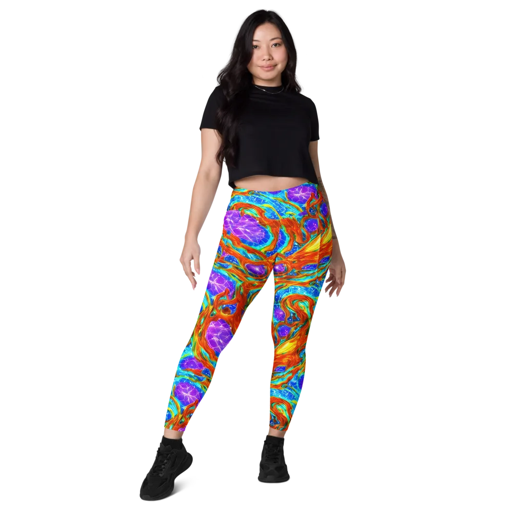 Prismatic Inferno on Leggings with Pockets — Front