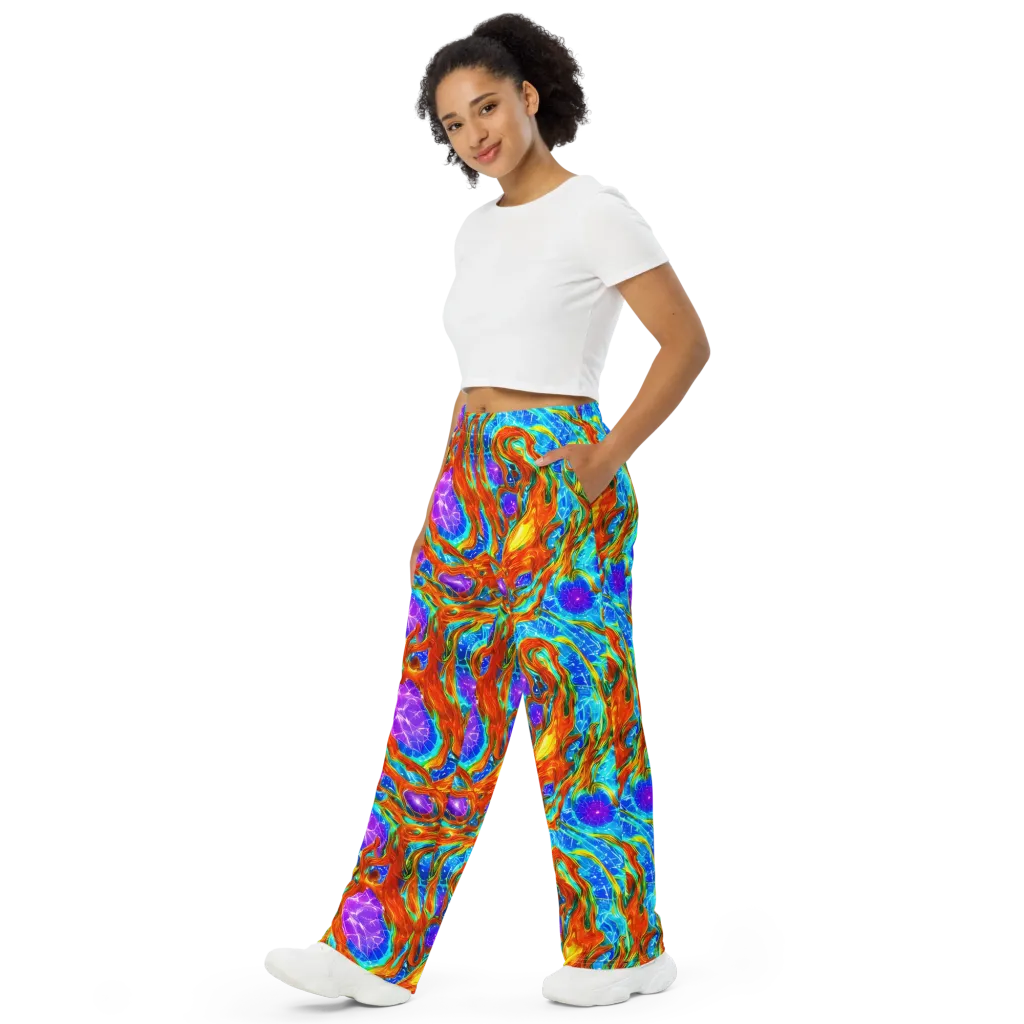 Prismatic Inferno on Wide-Leg Pants — Left Front