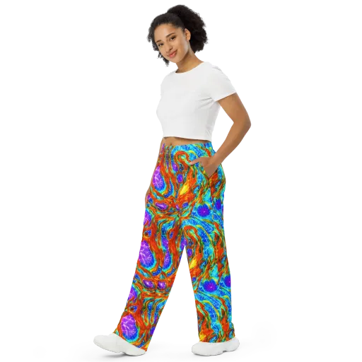 Prismatic Inferno on a Wide-Leg Pants