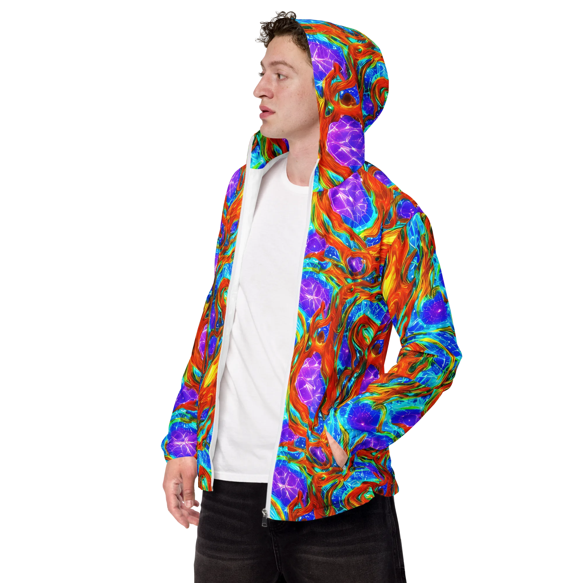 Prismatic Inferno on Men's Windbreaker — Left Front