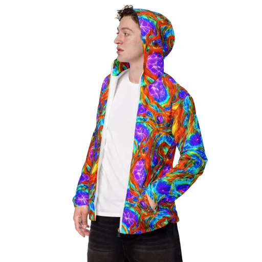 Prismatic Inferno on a Men's Windbreaker