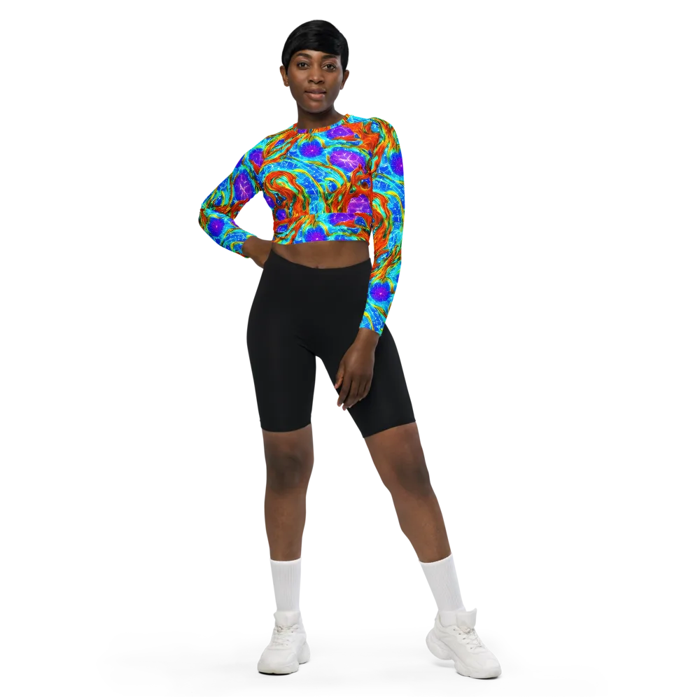 Prismatic Inferno on Long Sleeve Crop Top — Front