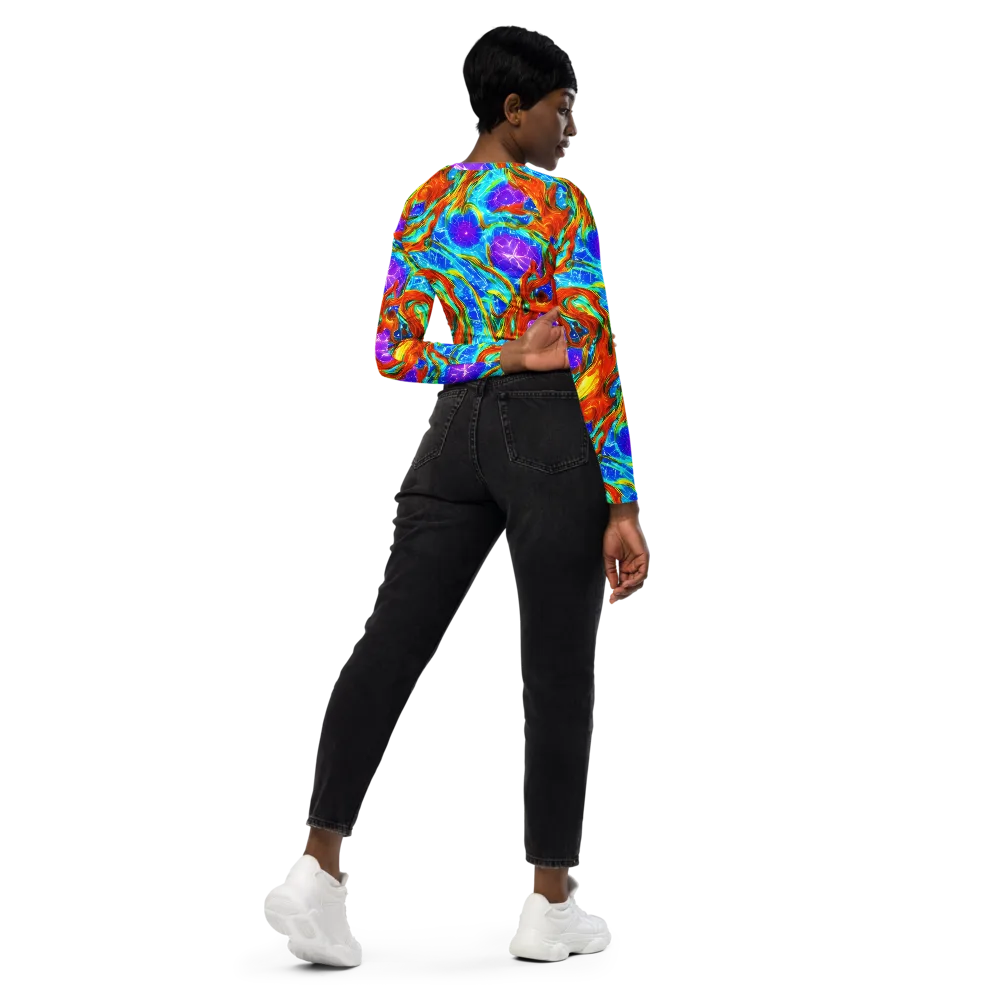 Prismatic Inferno on Long Sleeve Crop Top — Right Back