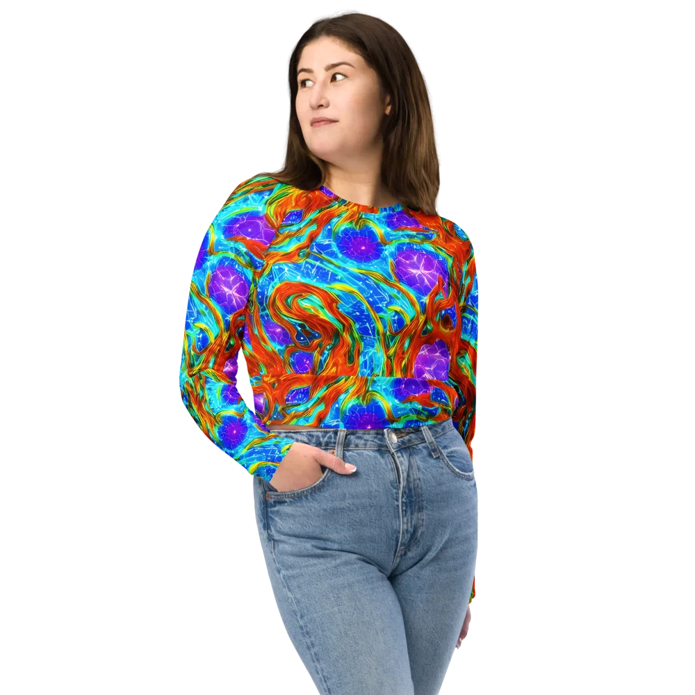 Prismatic Inferno on Long Sleeve Crop Top — Front