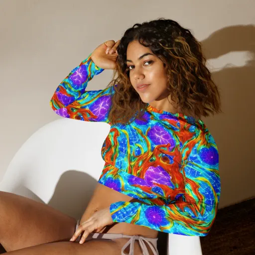 Prismatic Inferno on a Long Sleeve Crop Top