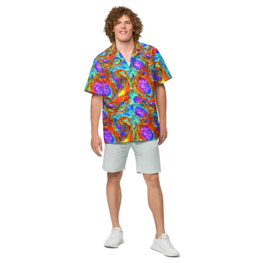 Prismatic Inferno on a Button Shirt