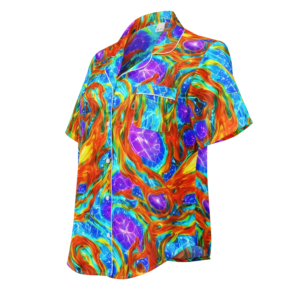 Prismatic Inferno on Women's Short Sleeve Pajama Top — Left Front