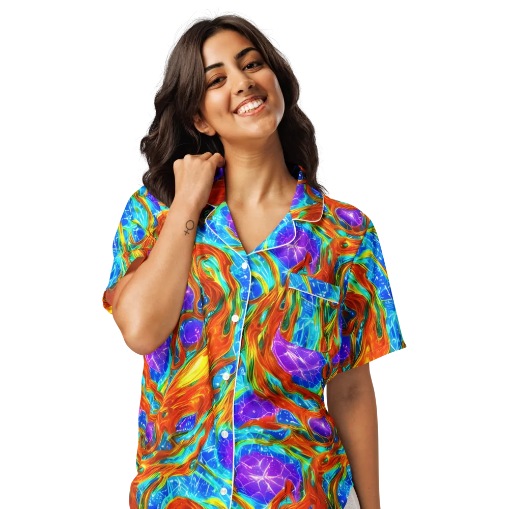 Prismatic Inferno on Women's Short Sleeve Pajama Top — Front