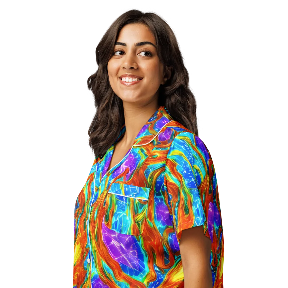Prismatic Inferno on Women's Short Sleeve Pajama Top — Left Front